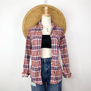 American Eagle Plaid Button Up Blouse Top